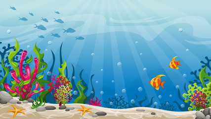 Naklejka na ściany i meble Illustration of underwater landscape
