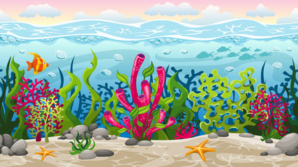Seamless underwater landscape with separate layers