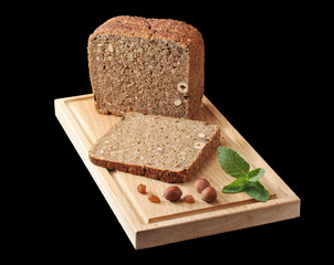 black bread with hazelnuts and raisins