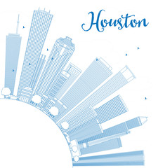 Fototapeta premium Outline Houston Skyline with Blue Buildings.