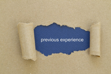 Previous experience written under torn paper.
