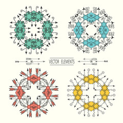 Vector set of logo design templates and symbols in trendy linear style