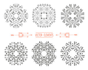 Vector set of logo design templates and symbols in trendy linear style