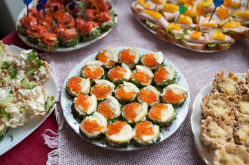 sandwich with red caviar