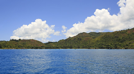 Beautiful Praslin Island in Indian Ocean.