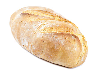 Loaf of bread on white background.