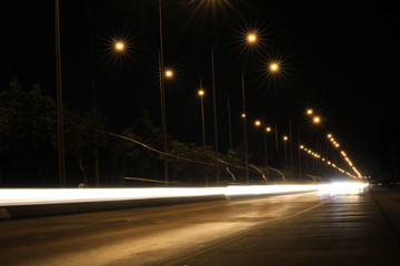 Fototapeta na wymiar The lighting on the road