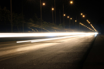 Fototapeta na wymiar The lighting on the road