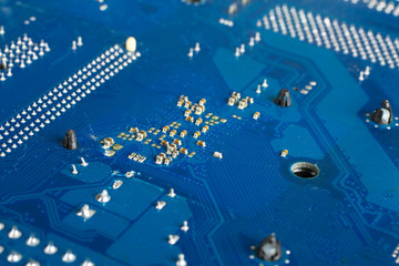 the reverse side of the motherboard in the form of texture closeup