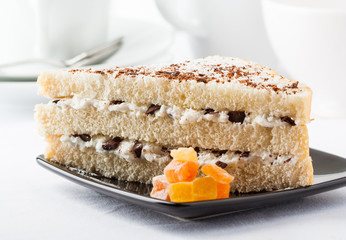 A sweet layered sandwich with ricotta cheese and chocolate chunk