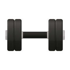 Vector illustration. Dumbbell with a matt black handle isolated on a white background