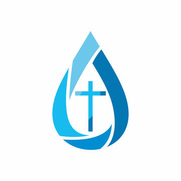 Logo church. Christian symbols. A drop. Jesus - the source of living water.