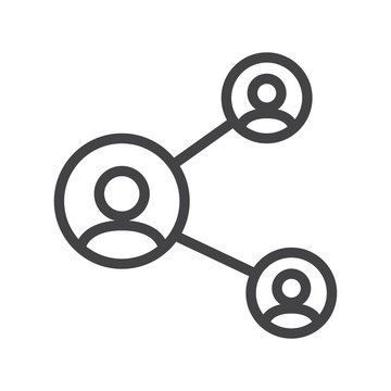 Vector line share, network icon suitable on white background