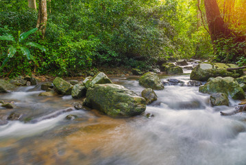 Naklejka na ściany i meble Waterfall in deep rain forest jungle (Krok E Dok Waterfall Sarab