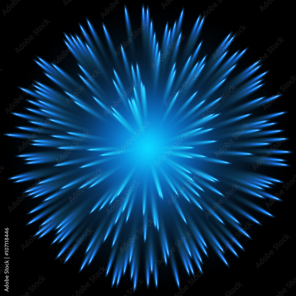 Poster blue color design with a burst. vector