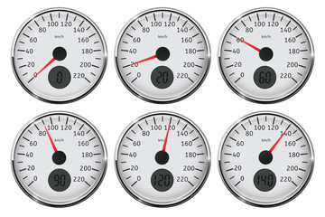 Naklejka premium Speedometer. Set of different speed indication