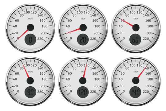 Speedometer. Set of different speed indication