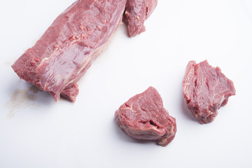 raw beef isolated on white background