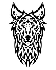 Beautiful wolf tattoo.Vector wolf's head as a design element on isolated background