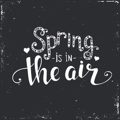 Spring is in the air. Hand drawn typography poster.