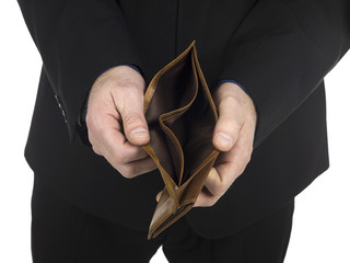 a hand showing an empty wallet