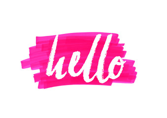 Hello. Vector lettering with hand drawn. Gift cards, birthday, scrapbooking, blogs.