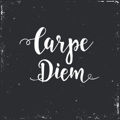 Fototapeta na wymiar Carpe diem - latin phrase means Capture the moment. Hand drawn typography poster. T shirt hand lettered calligraphic design. Inspirational vector typography