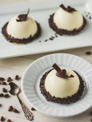 Chocolate mousse cakes with heart decoration