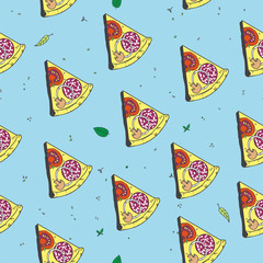 Vector cooking seamless pattern with pizza.Design a menu.Menu te