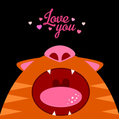 Love you Open cat mouth