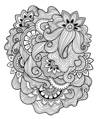 Zen-doodle or Zen-tangle floral pattern. Mehndi style