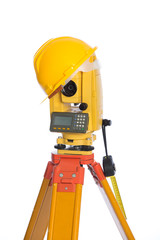 surveyor equipment optical level in white background