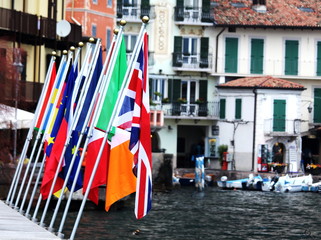 flags on the pier