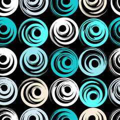 Cute vector seamless pattern . Brush strokes, circles.  Endless texture can be used for printing onto fabric or paper