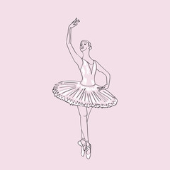 Hand drawn sketch of young ballerina standing in a pose. Ballerinas collection Vol.6. © juhrozian