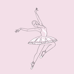 Fototapeta premium Hand drawn sketch of young ballerina standing in a pose. Ballerinas collection Vol.5.