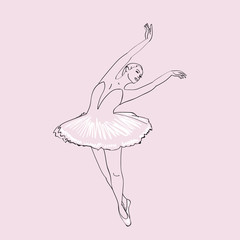 Hand drawn sketch of young ballerina standing in a pose. Ballerinas collection Vol.4. © juhrozian