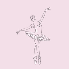 Hand drawn sketch of young ballerina standing in a pose. Ballerinas collection Vol.3.   © juhrozian