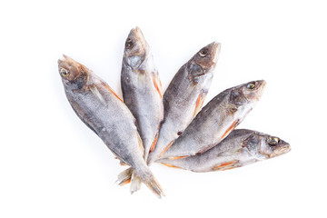 dried fish isolated on a white background