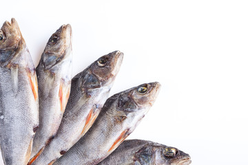 dried fish isolated on a white background