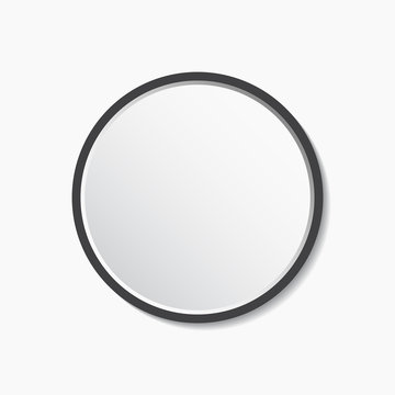 Round mirror with frame, vector illustration