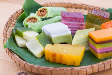 Clsoeup on Malaysia popular assorted sweet dessert kuih