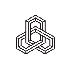 Geometric element, optical illusion, vector illustration, line design