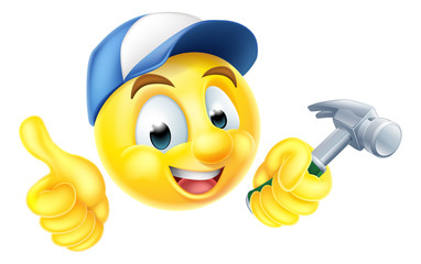 Carpenter Emoji Emoticon with Hammer