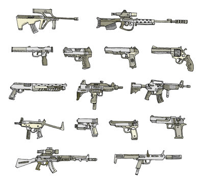 Set of weapons. Vector. Isolated