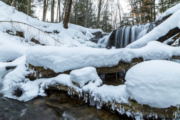 Weaver's Creek Falls Winter View in Owen Sound, Ontario, Canada