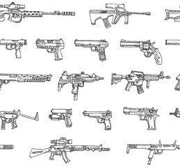 Seamless pattern with weapons in vector  