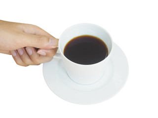 hand holding white cup of coffee