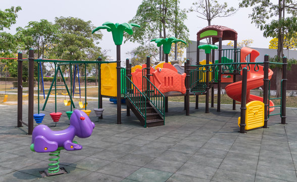 Colorful children playground in the park