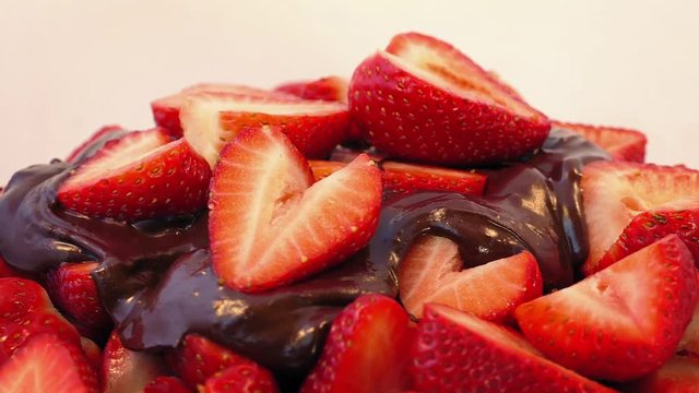 Strawberries And Melted Chocolate Rotating